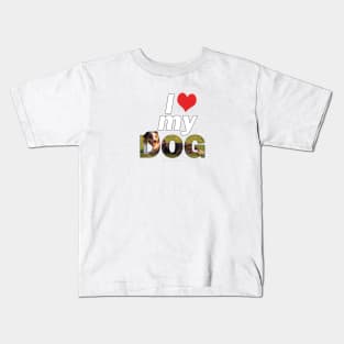 I love my dog - Australian Shepherd Collie oil painting word art Kids T-Shirt